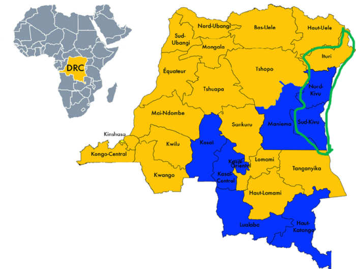 Map of the eastern Democratic of Republic of Congo 
