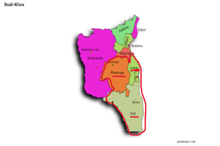 Map of the Fizi, Mwenga and Uvira territories